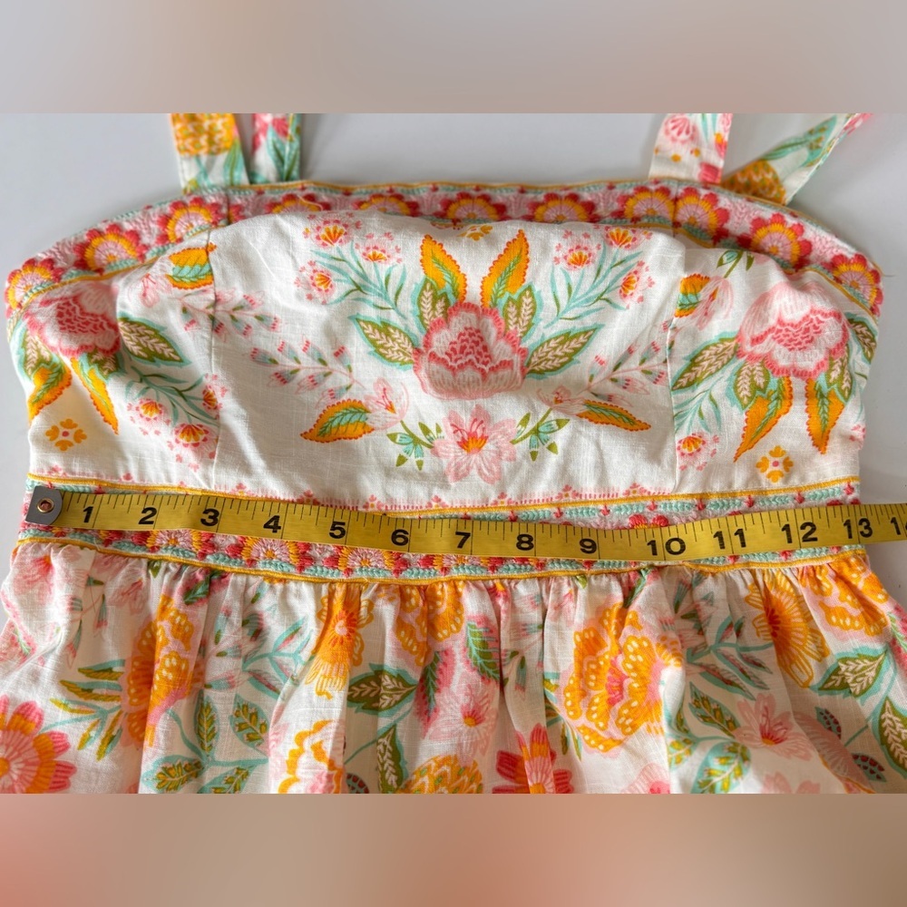 Rachel Zoe Floral Boho Tiered Ruffle Maxi Dress Pineapple Tropical Cotton Size 4 - Picture 12 of 14